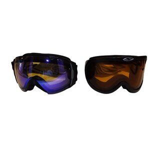 Smith Ski Snowboard Goggles Set Of 2 Blue Gray Gold Adjustable Straps
